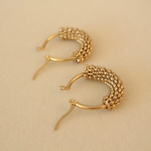 Gold Textured Cluster Hoops