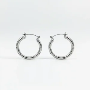 Silver Rhinestones Hoop Earring