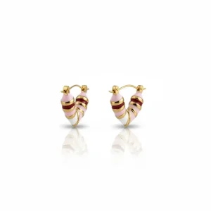 Gold Heart Stripe Earring