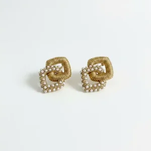 Gold Interlocking Square Earring