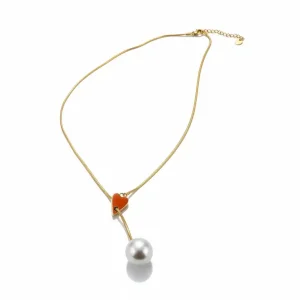 Gold Pearl Drop Necklace